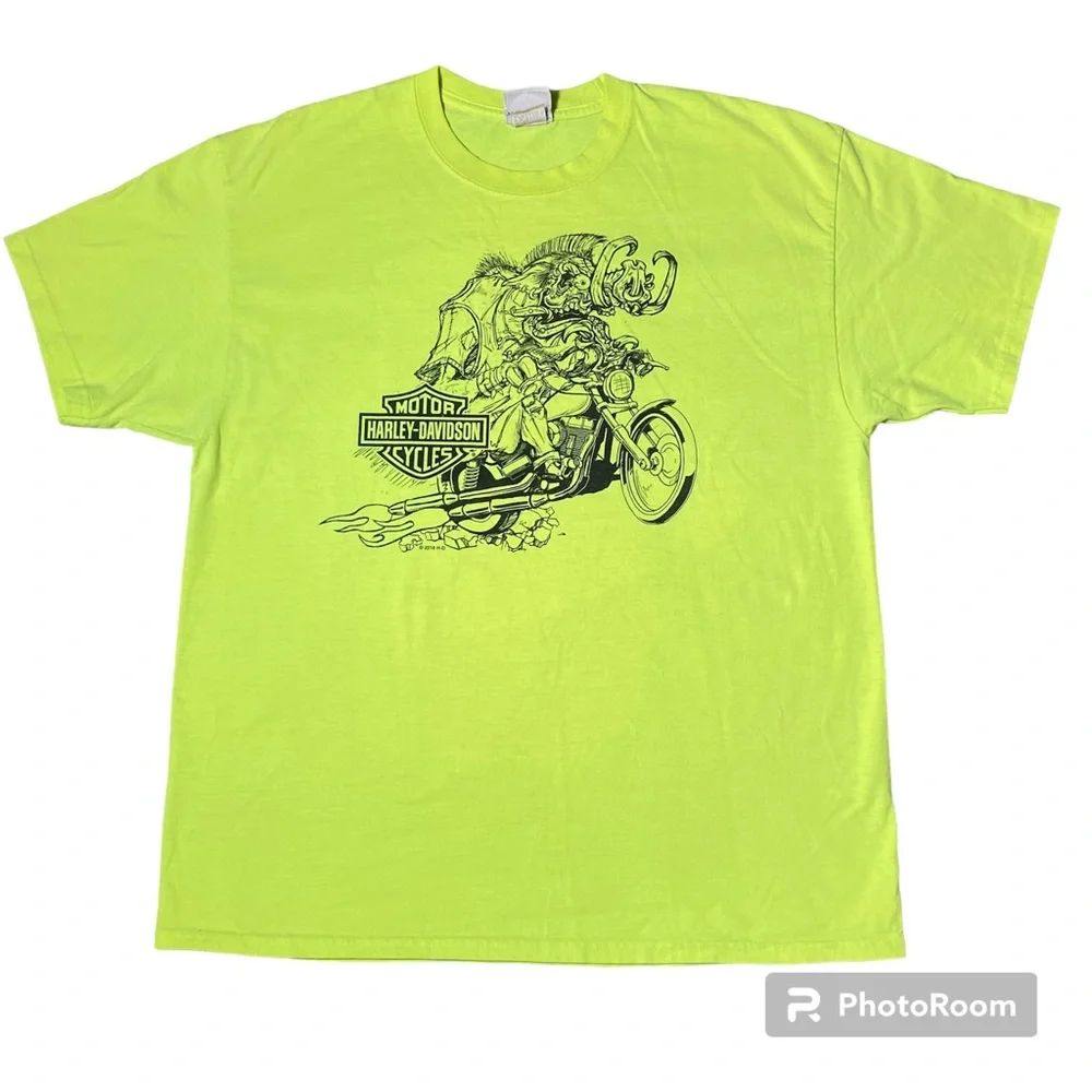 Harley Davidson Grand Rapids Michigan Mens T shirt XL Neon Yellow Biker Tees - Picture 1 of 7